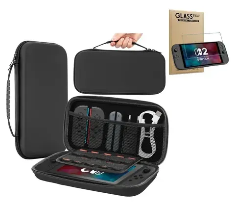 Estuche Rígido Switch 2 + Lámina Vidrio Negro