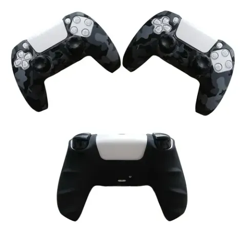Kit 2 Fundas Silicona Diseños + 4 Grips Control PS5