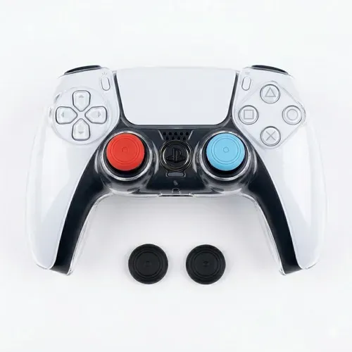 Foto 1 de Kit Funda Carcasa Acrílica PS5 + 4 Grips Transparente