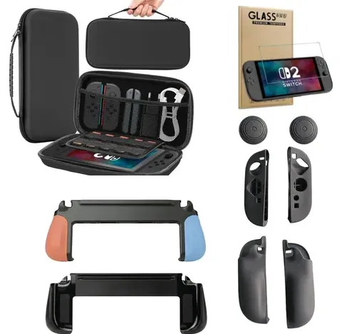Kit 5en1 Switch 2 Estuche Grip Case Vidrio