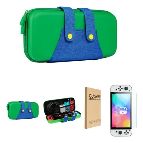 Kit Estuche Goma Rígido + Vidrio Switch OLED