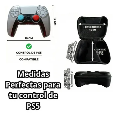 Foto 3 de Kit Estuche Rígido Funda Acrílico Grips PS5