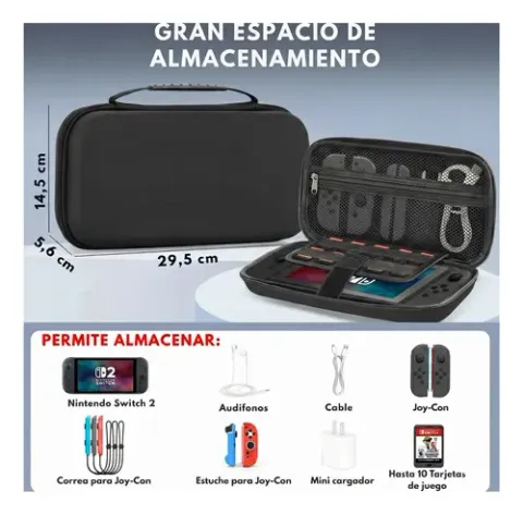 Foto 3 de Kit Estuche EVA Lámina Vidrio Grips Switch 2