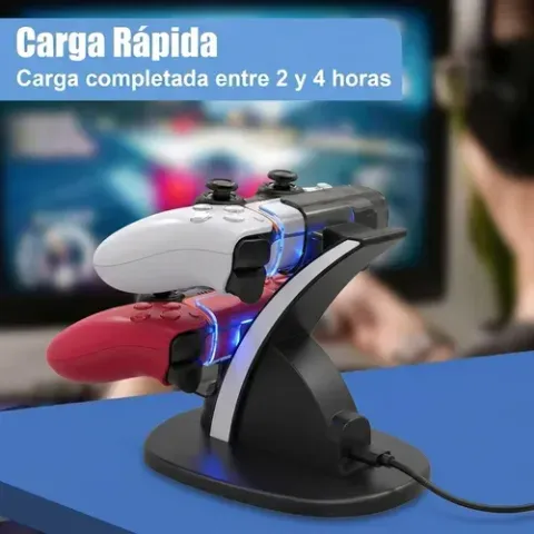 Foto 5 de Cargador Dual Estacion Base De Carga Para Controles Ps5 Negro