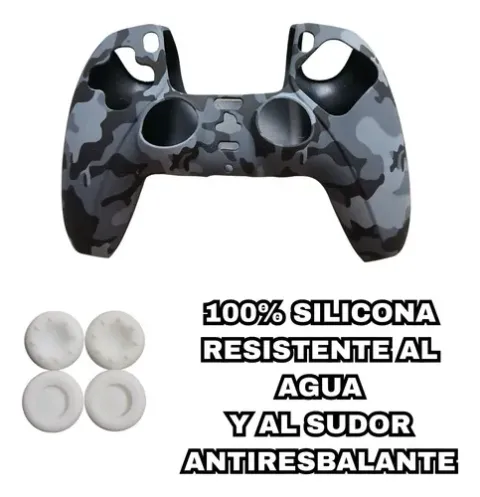 Foto 5 de Kit Funda Control PS5 Silicona + 4 Grips Análogos (Camo Urbano / Blanco)