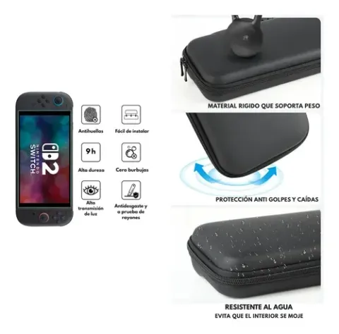 Foto 5 de Estuche Rígido Switch 2 + Lámina Vidrio Negro