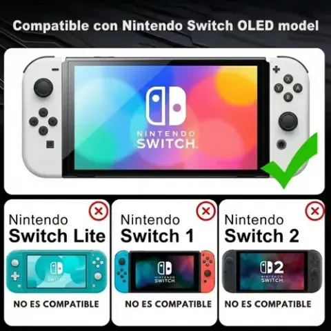 Foto 6 de Kit Estuche Goma Rígido + Vidrio Switch OLED (Verde)