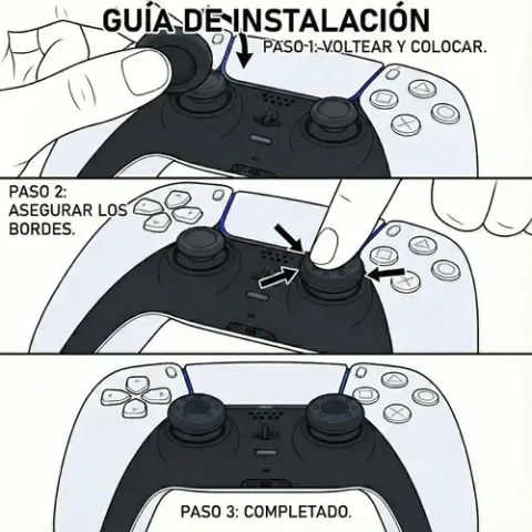 Foto 6 de Kit Funda Carcasa Acrílica Control Ps5 + 4 Grips Silicona Transparente Estuche Protector Ps5