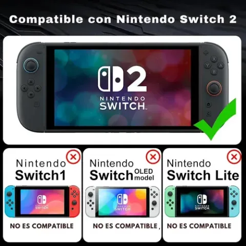 Foto 6 de Set Switch 2 Estuche Mica Fundas Grips Carcasa (9 en 1) (Negro)
